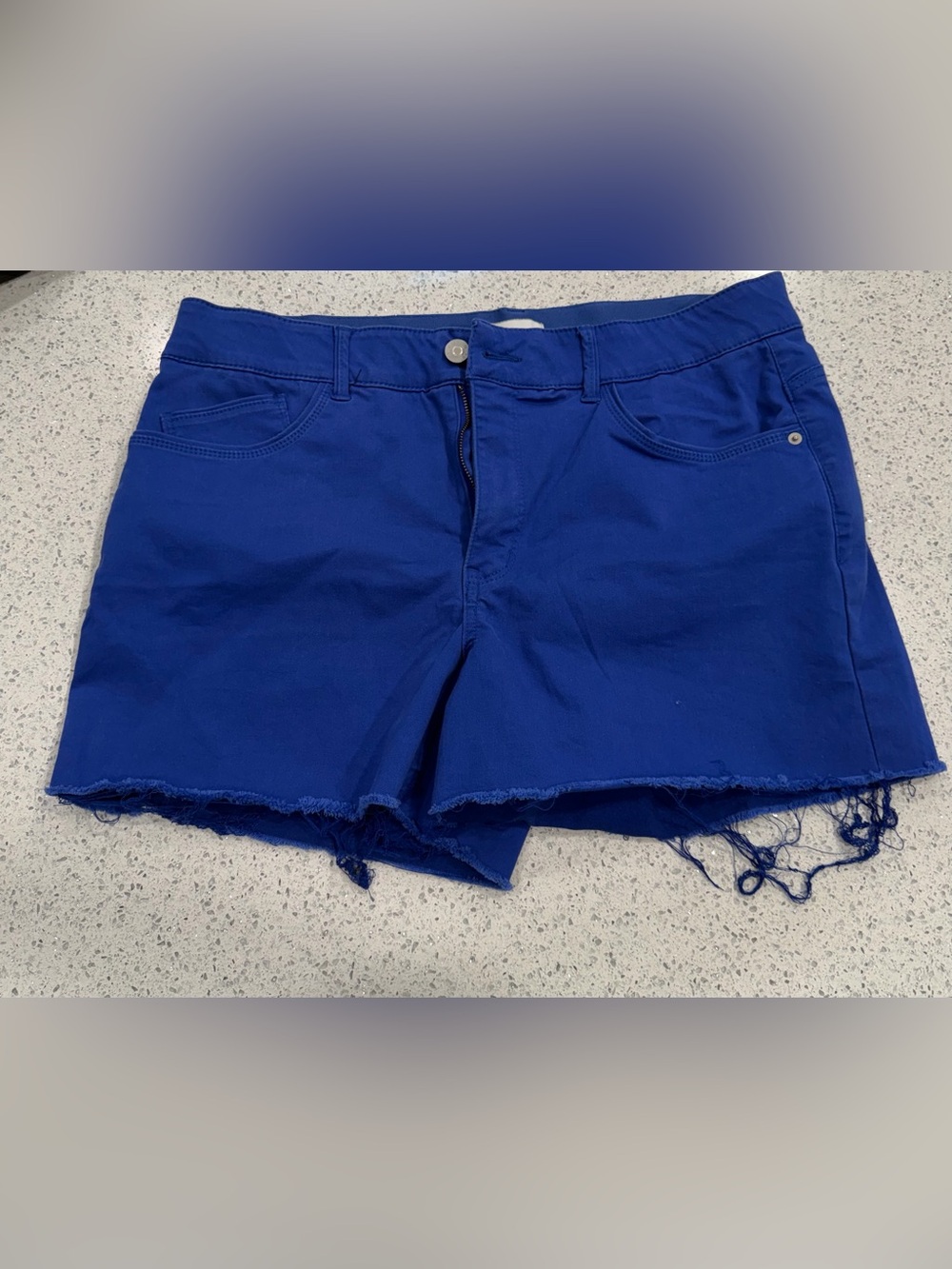 Gibson Latimer Cobalt Blue Frayed Hem Jean Shorts